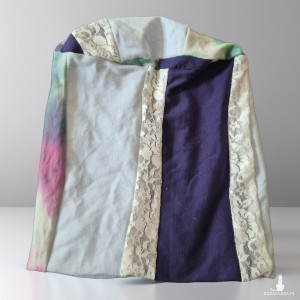 Czapka codzienna patchworkowa z koronką