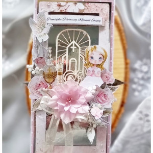 Pamiątka Pierwszej Komunii, Kartka komunijna, Komunia dziewczynki