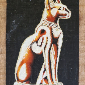 Papirus, Kot, 30x40cm, Oryginalny 100%, Egipt, Obraz, papier papirusowy