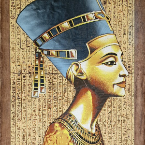 Papirus, Nefertiti,  40x60 cm, Oryginalny 100%, Egipt, Obraz, papier papirusowy