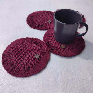 Podkładki pod kubek BORDOWE (kpl. 4 szt.)