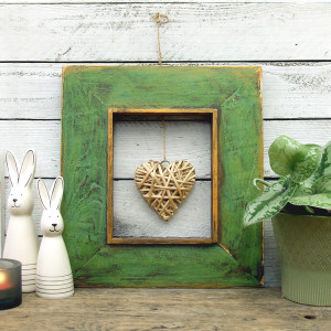 Drewniana ramka, ręcznie malowana - Zielona