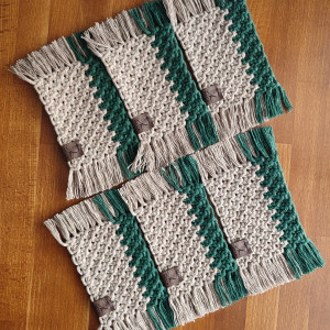 WYPRZEDAŻ Podkładki pod kubek BRĄZOWO-ZIELONE (kpl. 6 szt.)