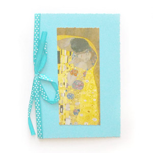 niebieska kartka na ślub, Gustaw Klimt kartka bez życzeń, ślub kartka, love kartka dla dziewczyny, miłość kartka dla chłopaka, kartka na rocznicę, ładne kartki