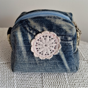 mini kosmetyczka, portfelik jeansowy