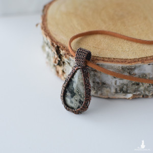 Wisior jaspis oceaniczny antyczna miedź