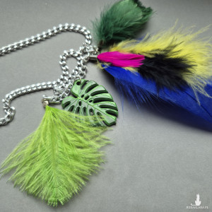 Naszyjnik kolorowy z piorami