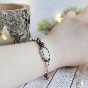 Bransoletka 19,5 cm miedź antyczna agat solarny surowy przepiękna wyjątkowa