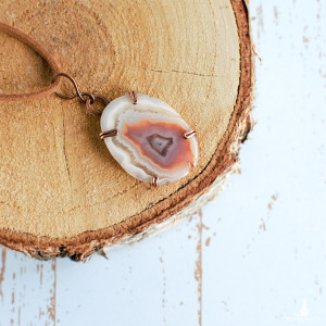 Wisior agat plaster naturalny antyczna miedź przepiękny okaz