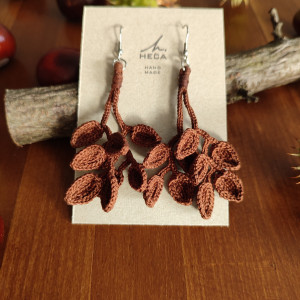 Kolczyki brązowe listki HANDMADE