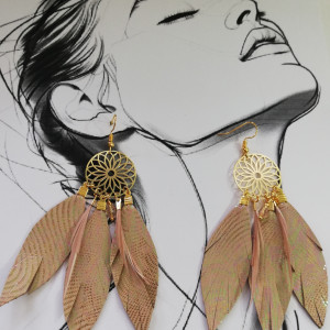 Kolczyki z włoskiej skóry holo boho