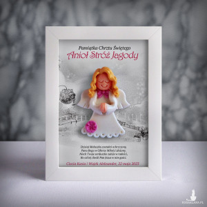 Pamiątka Chrztu Świętego - ramka 13x18 z aniołkiem