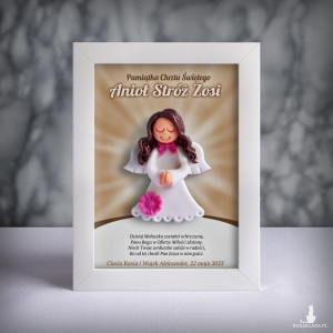 Pamiątka Chrztu Świętego - ramka 13x18 z aniołkiem