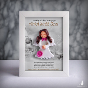 Pamiątka Chrztu Świętego - ramka 13x18 z aniołkiem