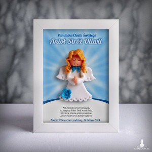 Pamiątka Chrztu Świętego - ramka 13x18 z aniołkiem