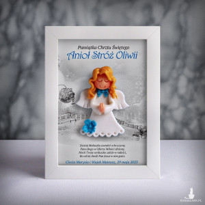 Pamiątka Chrztu Świętego - ramka 13x18 z aniołkiem