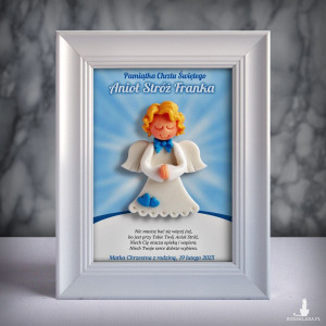 Pamiątka Chrztu Świętego - ramka 13x18 z aniołkiem