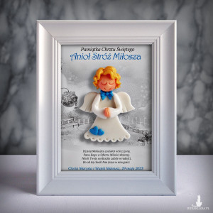 Pamiątka Chrztu Świętego - ramka 13x18 z aniołkiem