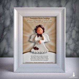 Pamiątka Chrztu Świętego - ramka 13x18 z aniołkiem