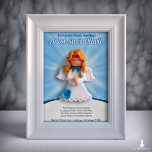 Pamiątka Chrztu Świętego - ramka 13x18 z aniołkiem