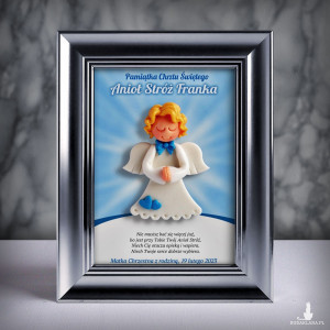 Pamiątka Chrztu Świętego - ramka 13x18 z aniołkiem