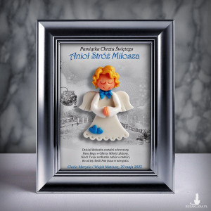 Pamiątka Chrztu Świętego - ramka 13x18 z aniołkiem