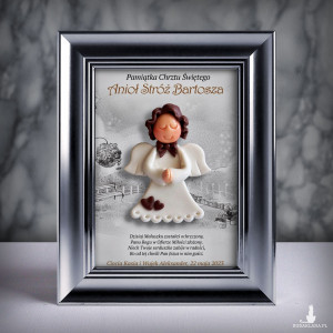 Pamiątka Chrztu Świętego - ramka 13x18 z aniołkiem