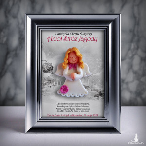 Pamiątka Chrztu Świętego - ramka 13x18 z aniołkiem