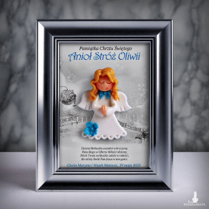 Pamiątka Chrztu Świętego - ramka 13x18 z aniołkiem