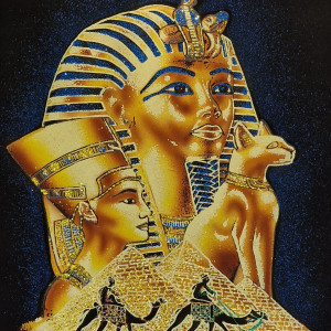 Obraz, 35x50cm, Nefertiti i Tutanchamon, Płótno Faraońskie, Egipt, 100% oryginalny,