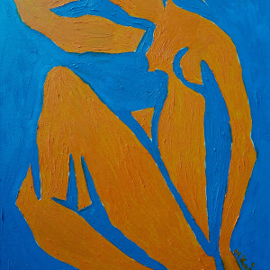 obraz olejny kolorowy dama geometryczna