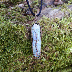 Wisior drzewo kwarc aqua aura drzewo życia drzewo kosmiczne Yggdrasil antyczna miedź przepiękny wyjątkowy