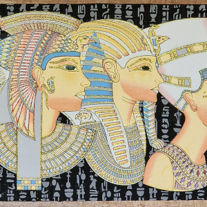 Papirus, Kleopatra, Tutanchamon i Nefertiti, 60x40 cm, Oryginalny 100%, Egipt, Obraz, papier papirusowy