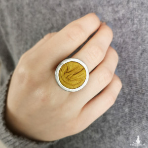 Duży pierścień, srebro 925, skóra, rozmiar 14 - 18