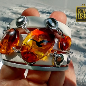 Jurata - słoneczna bransoleta z żywicy i rzemieni