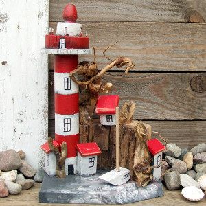Latarnia Morska Red Light - dekoracja z drewna