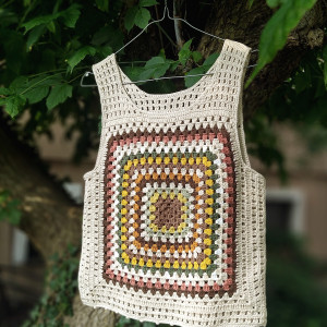 Kolorowa bawełniana bluzeczka na lato, bezrękawnik, kamizelka