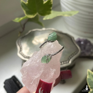 podwójny pierścionek ZIELONY AWENTURYN stal chirurgiczna