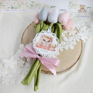 Tulipany prezent dla nauczyciela na zakończenie roku szkolnego różowy GOTOWE