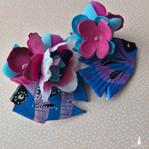 Kolczyki  drewniane ryby malowane