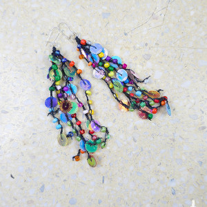 6357 kolorowe, tęczowe, długie kolczyki