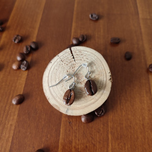 Kolczyki prawdziwe ziarna kawy HANDMADE