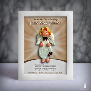 Pamiątka Chrztu Świętego - ramka 15x20 z aniołkiem