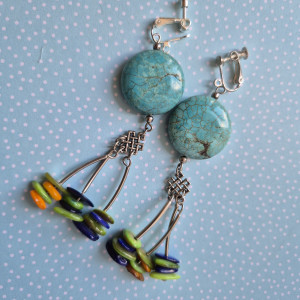 Klipsy turkus i masa perłowa