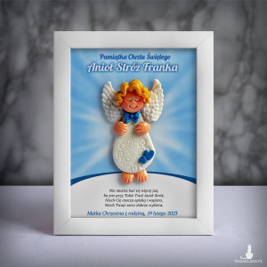 Pamiątka Chrztu Świętego - ramka 15x20 z aniołkiem