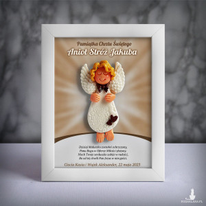 Pamiątka Chrztu Świętego - ramka 15x20 z aniołkiem