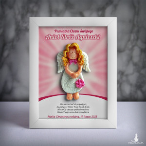Pamiątka Chrztu Świętego - ramka 15x20 z aniołkiem