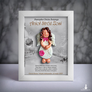 Pamiątka Chrztu Świętego - ramka 15x20 z aniołkiem