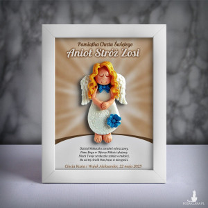 Pamiątka Chrztu Świętego - ramka 15x20 z aniołkiem