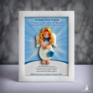 Pamiątka Chrztu Świętego - ramka 15x20 z aniołkiem